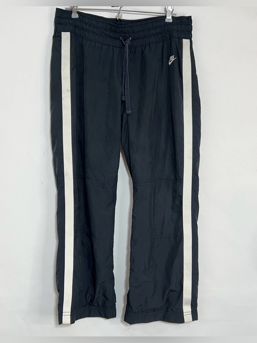 Nike Women’s Dark Gray Joggers with White Side Stripes, Flare Leg Lined Medium